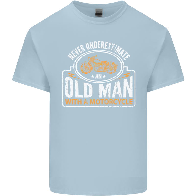 Old Man With a Motorcyle Biker Motorcycle Mens Cotton T-Shirt Tee Top Light Blue