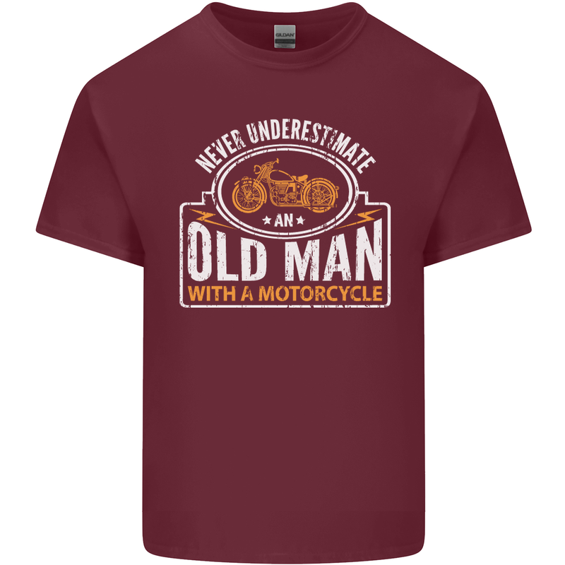 Old Man With a Motorcyle Biker Motorcycle Mens Cotton T-Shirt Tee Top Maroon