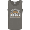 Old Man With a Motorcyle Biker Motorcycle Mens Vest Tank Top Charcoal