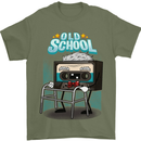 Old School 80s Music Cassette Retro 90s Mens T-Shirt Cotton Gildan Military Green