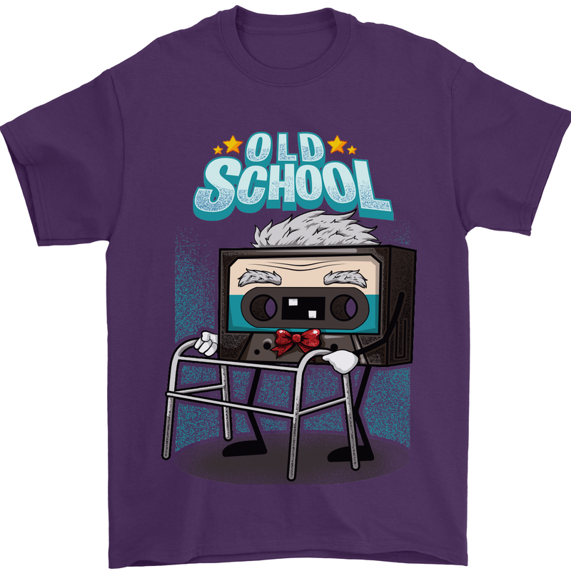 Old School 80s Music Cassette Retro 90s Mens T-Shirt Cotton Gildan Purple