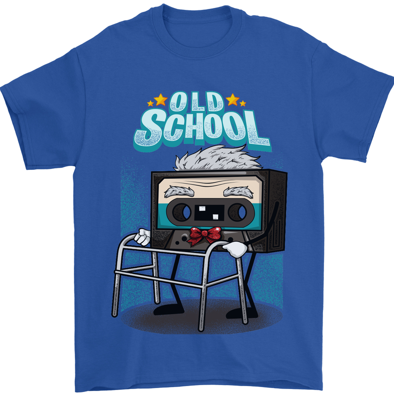 Old School 80s Music Cassette Retro 90s Mens T-Shirt Cotton Gildan Royal Blue