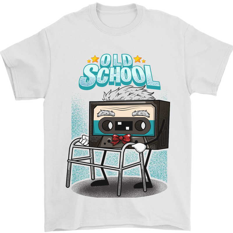 Old School 80s Music Cassette Retro 90s Mens T-Shirt Cotton Gildan White
