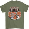 Old School Biker Bicycle Chopper Cycling Mens T-Shirt 100% Cotton Military Green