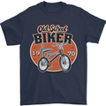 Old School Biker Bicycle Chopper Cycling Mens T-Shirt 100% Cotton Navy Blue