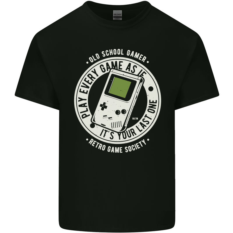 Old School Gamer Funny Gaming Mens Cotton T-Shirt Tee Top Black