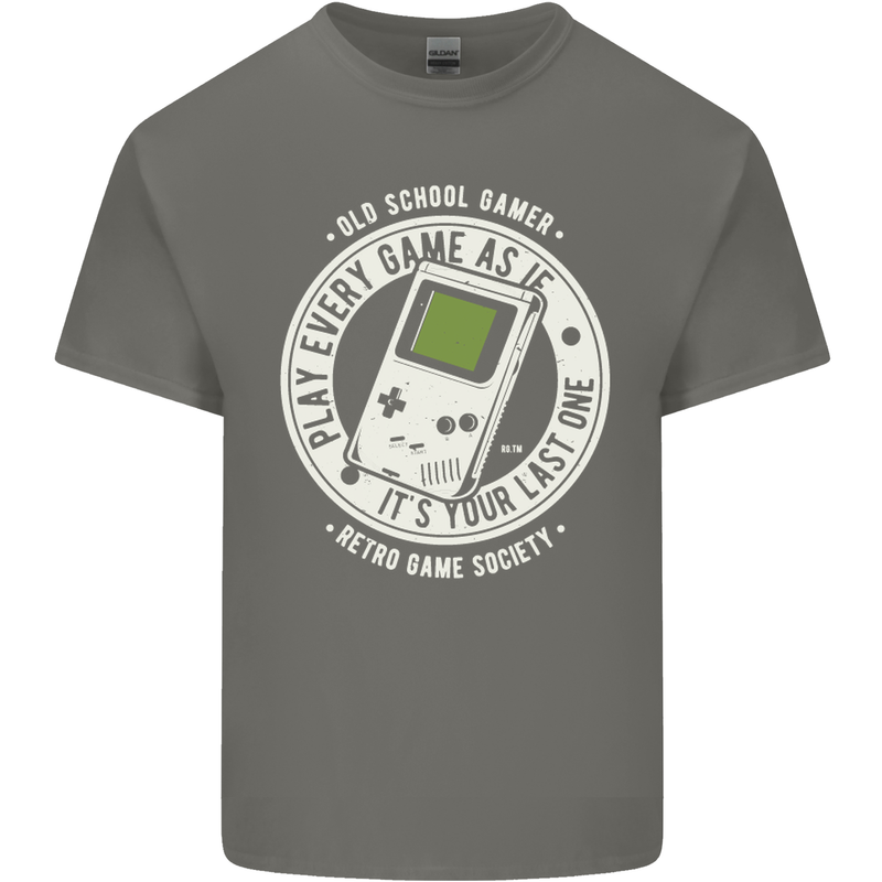 Old School Gamer Funny Gaming Mens Cotton T-Shirt Tee Top Charcoal