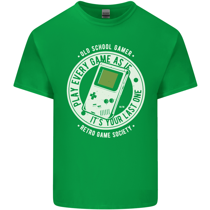 Old School Gamer Funny Gaming Mens Cotton T-Shirt Tee Top Irish Green
