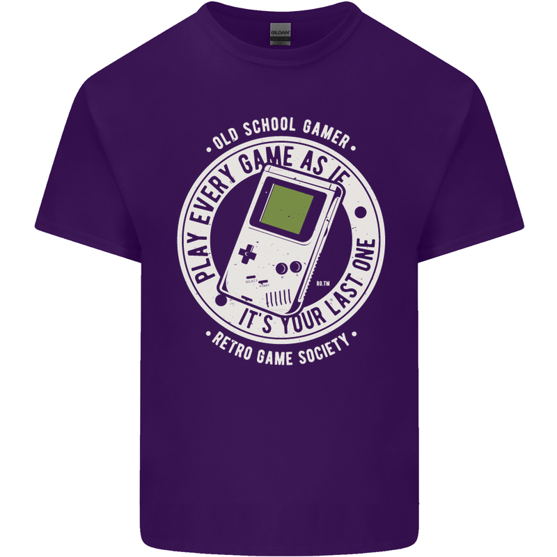 Old School Gamer Funny Gaming Mens Cotton T-Shirt Tee Top Purple
