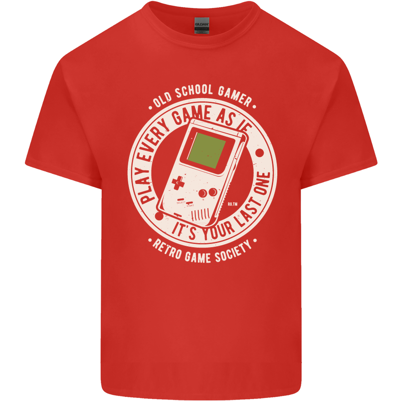 Old School Gamer Funny Gaming Mens Cotton T-Shirt Tee Top Red
