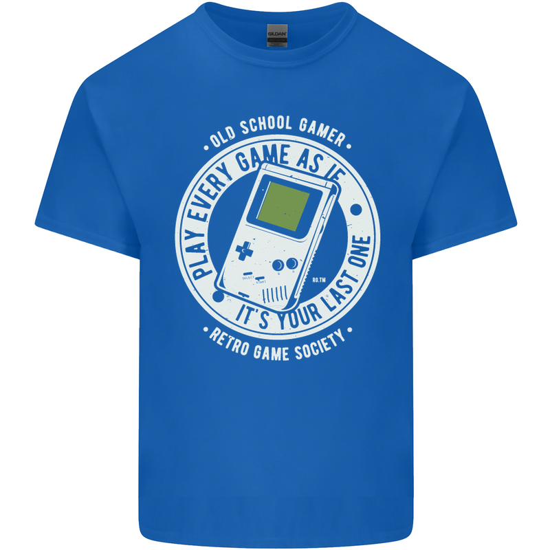 Old School Gamer Funny Gaming Mens Cotton T-Shirt Tee Top Royal Blue