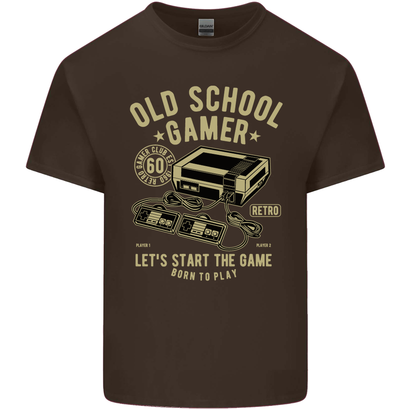 Old School Gamer Gaming Funny Mens Cotton T-Shirt Tee Top Dark Chocolate