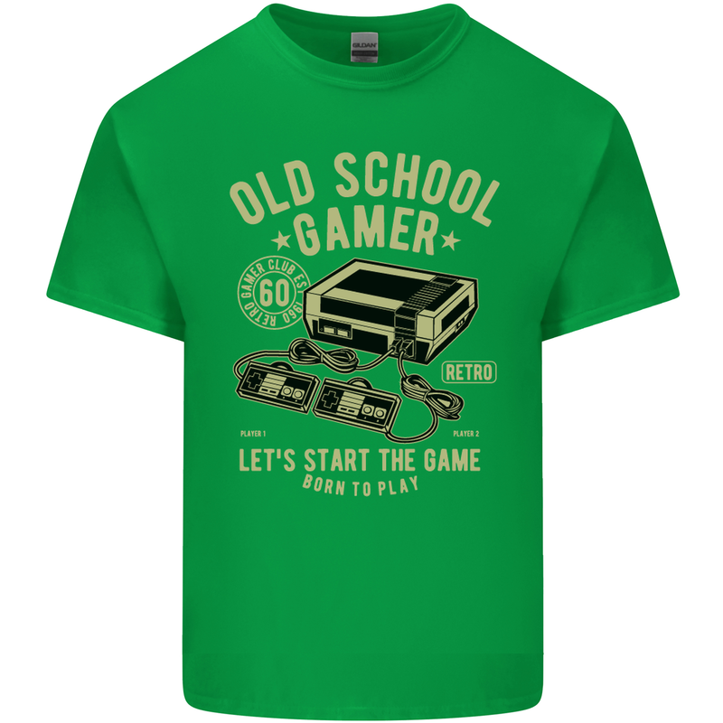 Old School Gamer Gaming Funny Mens Cotton T-Shirt Tee Top Irish Green