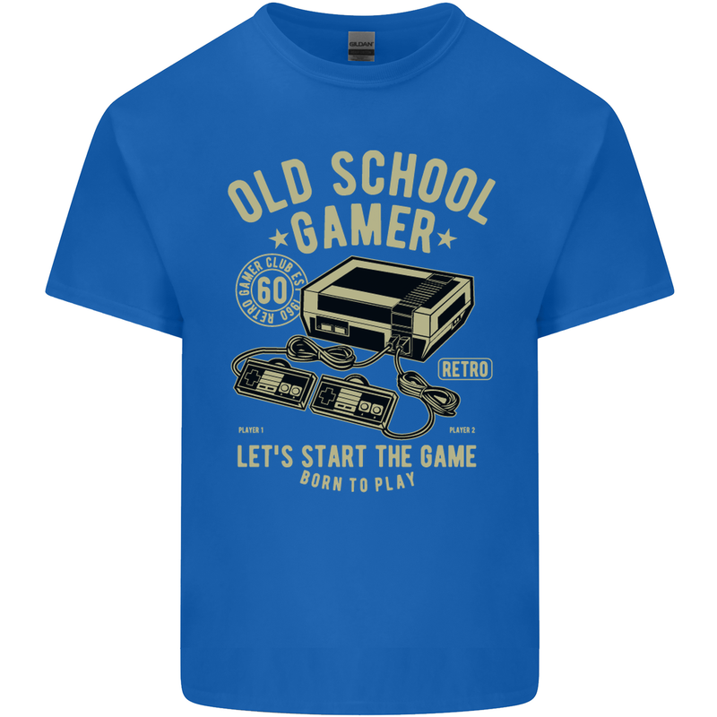 Old School Gamer Gaming Funny Mens Cotton T-Shirt Tee Top Royal Blue