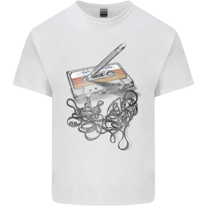 Old School Tape Cassette Music 80's 90's Mens Cotton T-Shirt Tee Top White