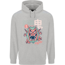 Oni Yokai Japanese Red Demon Mens 80% Cotton Hoodie Sports Grey