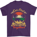 Our First Fathers Day Funny Bear Cub Mens T-Shirt Cotton Gildan Purple