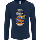 Our Orange Planet Earth Mens Long Sleeve T-Shirt Navy Blue