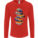 Our Orange Planet Earth Mens Long Sleeve T-Shirt Red