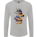 Our Orange Planet Earth Mens Long Sleeve T-Shirt Sports Grey