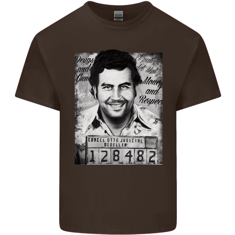 Pablo Escobar Mug Shot Mens Cotton T-Shirt Tee Top Dark Chocolate