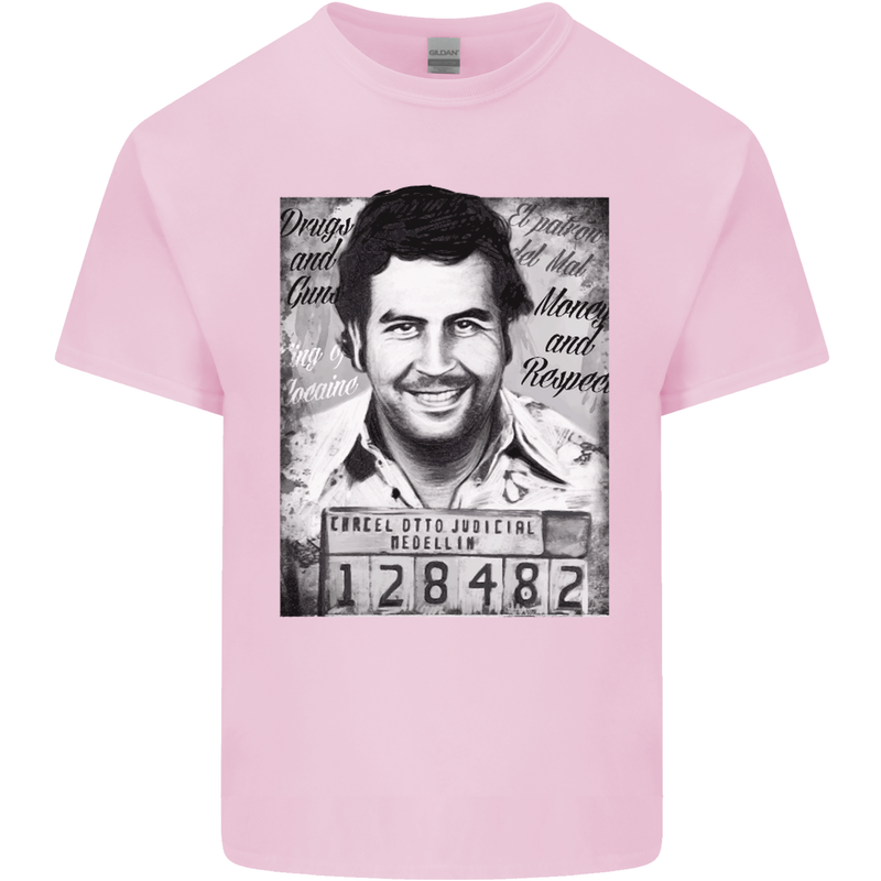 Pablo Escobar Mug Shot Mens Cotton T-Shirt Tee Top Light Pink