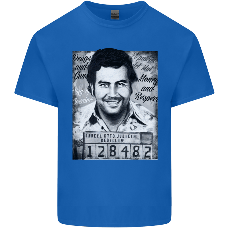 Pablo Escobar Mug Shot Mens Cotton T-Shirt Tee Top Royal Blue
