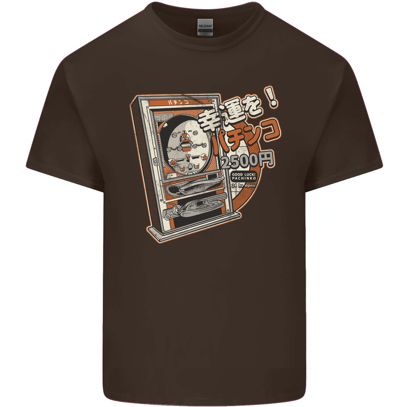 Pachinko Machine Arcade Game Pinball Mens Cotton T-Shirt Tee Top Dark Chocolate