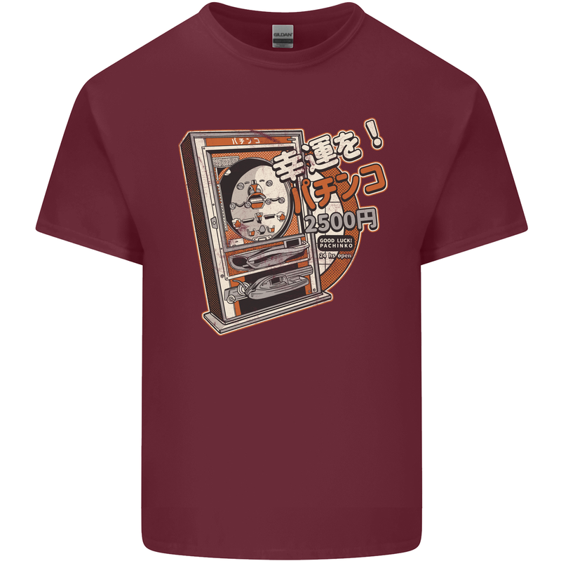 Pachinko Machine Arcade Game Pinball Mens Cotton T-Shirt Tee Top Maroon