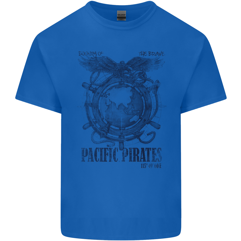 Pacific Pirates Sailing Sailor Boat Mens Cotton T-Shirt Tee Top Royal Blue