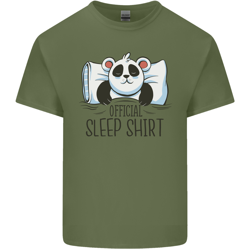 Panda Bear Funny Sleep Sleeping Nightwear Mens Cotton T-Shirt Tee Top Military Green