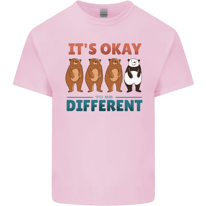 Panda Bear LGBT It's Okay to Be Different Mens Cotton T-Shirt Tee Top Light Pink