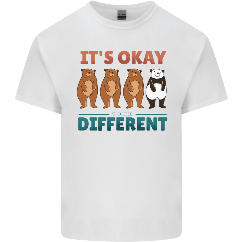 Panda Bear LGBT It's Okay to Be Different Mens Cotton T-Shirt Tee Top White