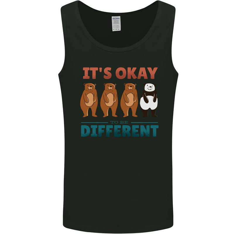 Panda Bear LGBT It's Okay to Be Different Mens Vest Tank Top Black