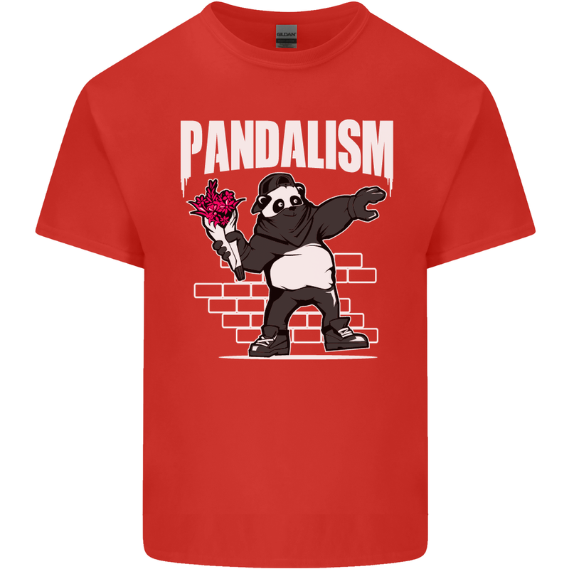 Pandalism Banksy Style Street Art Graffiti Mens Cotton T-Shirt Tee Top Red