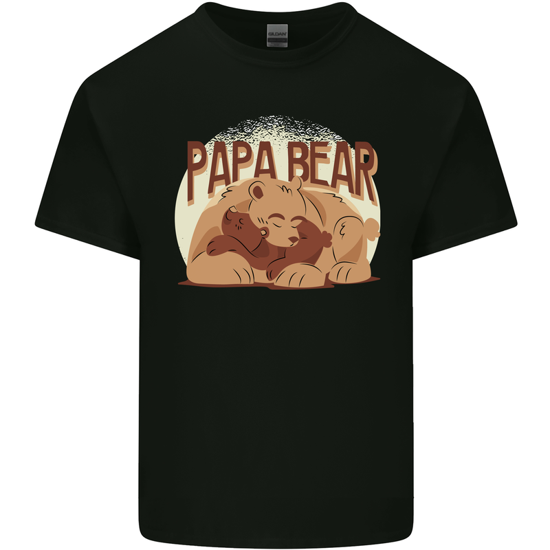 Papa Bear Funny Fathers Day Mens Cotton T-Shirt Tee Top Black