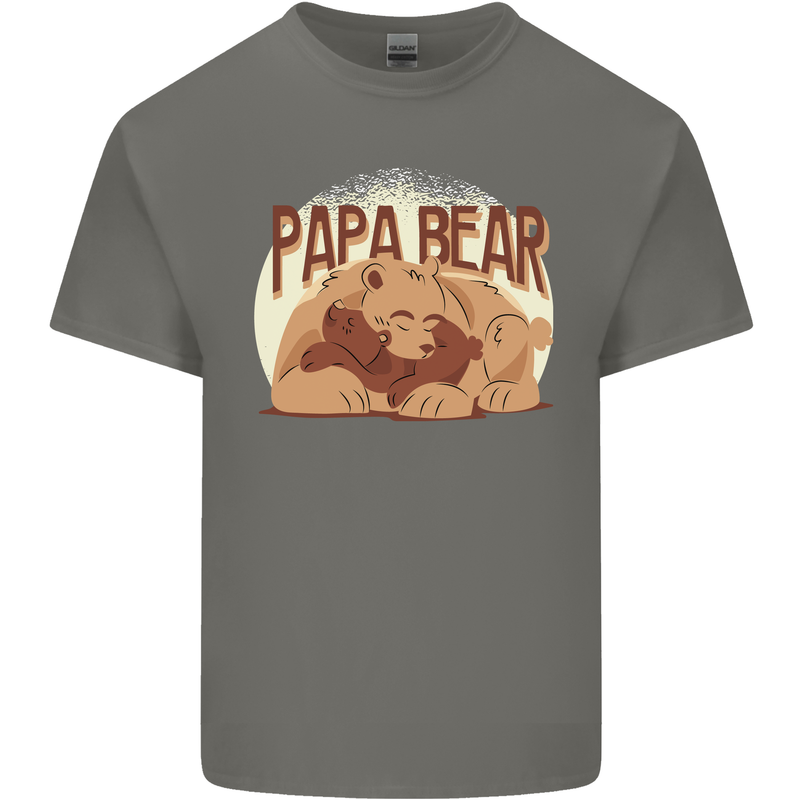 Papa Bear Funny Fathers Day Mens Cotton T-Shirt Tee Top Charcoal