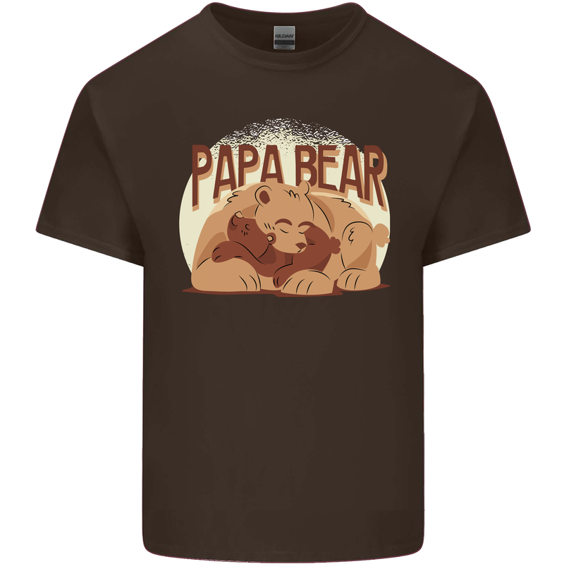 Papa Bear Funny Fathers Day Mens Cotton T-Shirt Tee Top Dark Chocolate