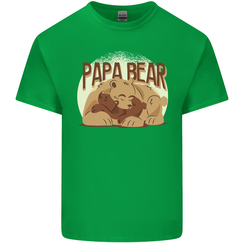 Papa Bear Funny Fathers Day Mens Cotton T-Shirt Tee Top Irish Green
