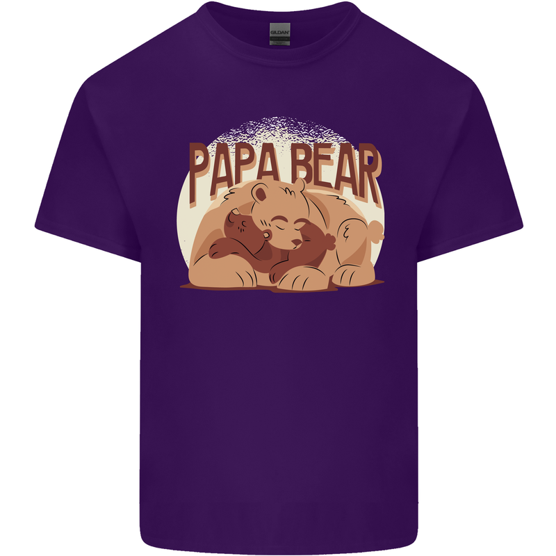 Papa Bear Funny Fathers Day Mens Cotton T-Shirt Tee Top Purple
