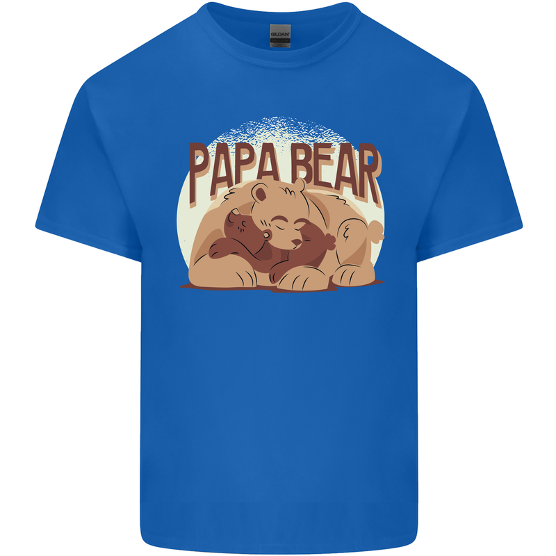 Papa Bear Funny Fathers Day Mens Cotton T-Shirt Tee Top Royal Blue