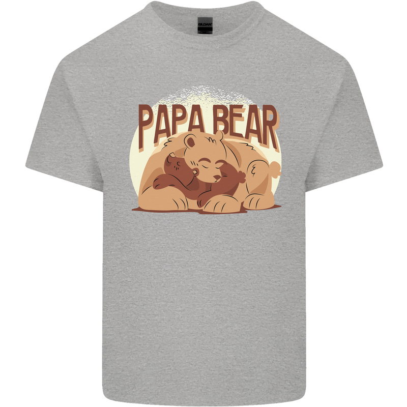 Papa Bear Funny Fathers Day Mens Cotton T-Shirt Tee Top Sports Grey