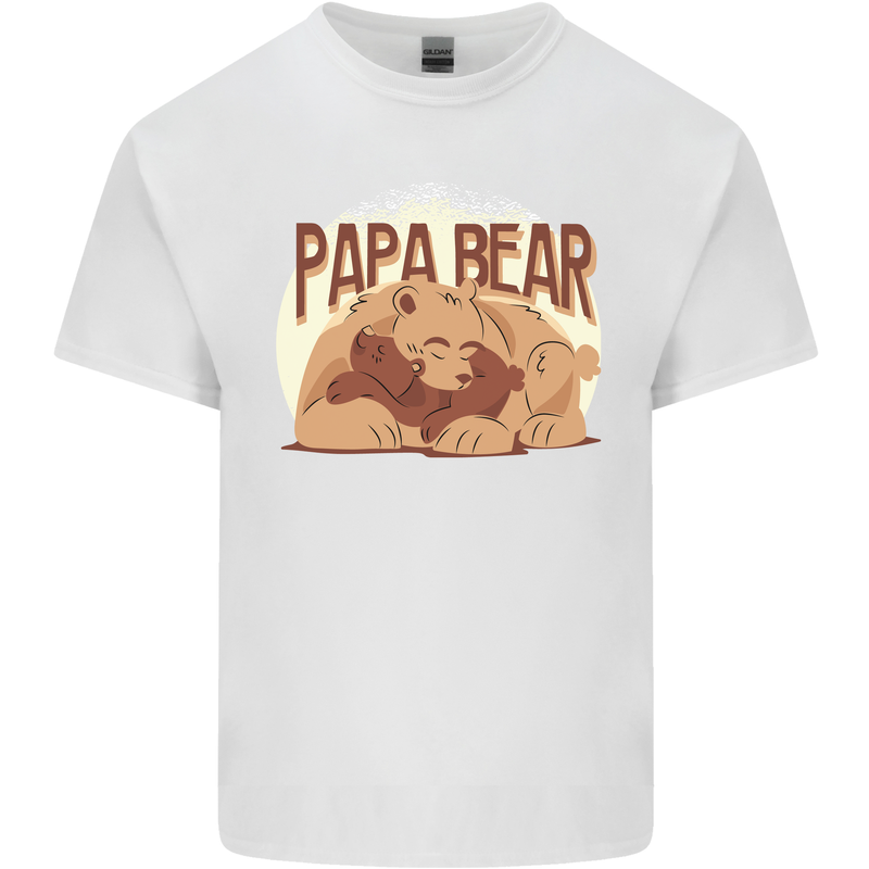 Papa Bear Funny Fathers Day Mens Cotton T-Shirt Tee Top White