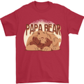 Papa Bear Funny Fathers Day Mens T-Shirt Cotton Gildan Red