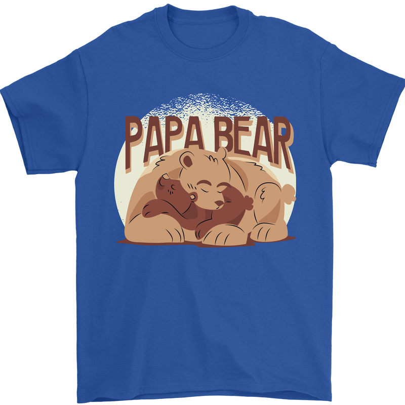Papa Bear Funny Fathers Day Mens T-Shirt Cotton Gildan Royal Blue