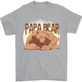 Papa Bear Funny Fathers Day Mens T-Shirt Cotton Gildan Sports Grey