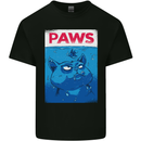 Paws Funny Cat and Goldfish Parody Mens Cotton T-Shirt Tee Top Black