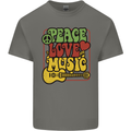 Peace Love Music Guitar Hippy Flower Power Kids T-Shirt Childrens Charcoal