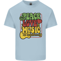 Peace Love Music Guitar Hippy Flower Power Kids T-Shirt Childrens Light Blue