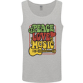 Peace Love Music Guitar Hippy Flower Power Mens Vest Tank Top Sports Grey